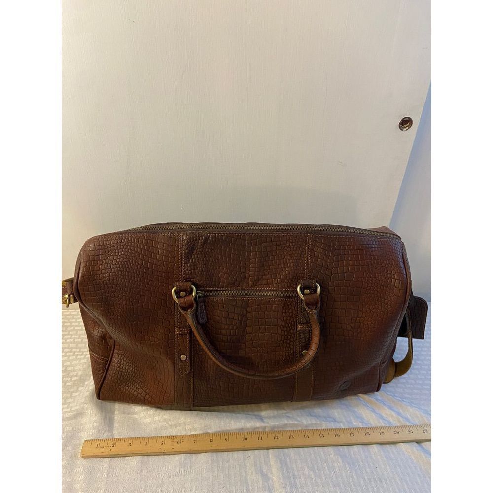 New‎ Aaron leather goods weekend duffle bag brown animal style